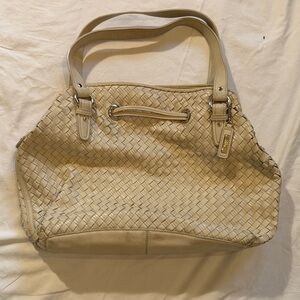 Cole Haan Beige Woven Hobo Bag